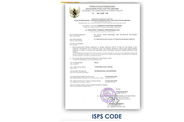 Sertifikat ISPS (International Ship and Port Facility Security) Code