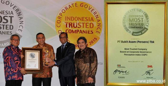 PTBA Raih Penghargaan IICD Sebagai â€œThe Most Trusted Companyâ€