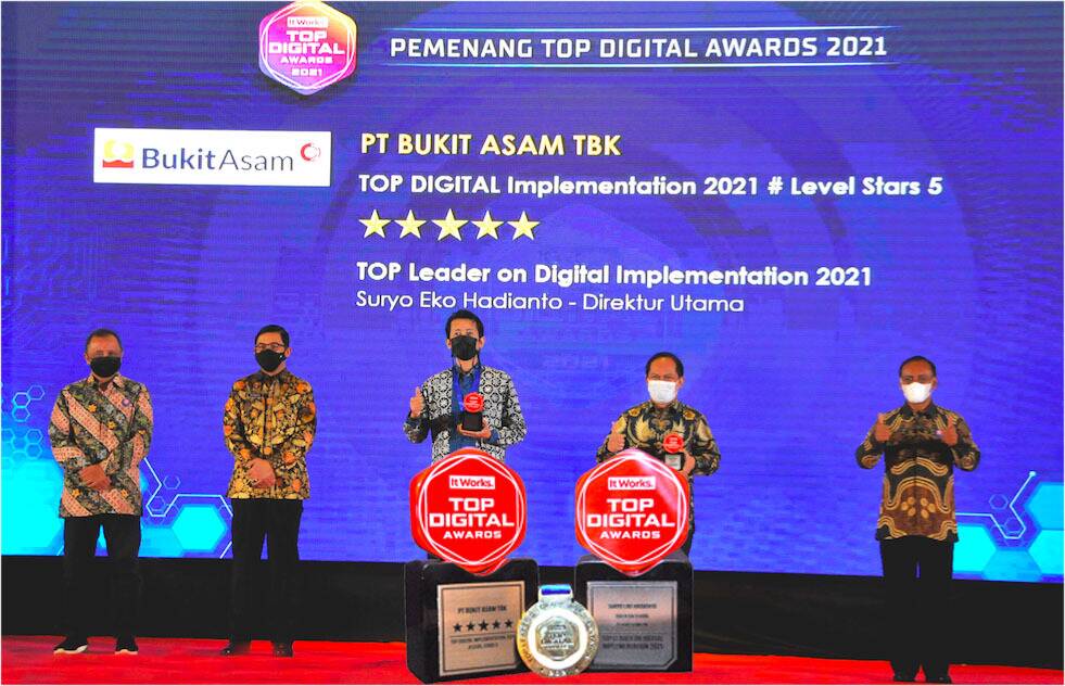 Bukit Asam Meraih Penghargaan TOP Digital Awards 2021