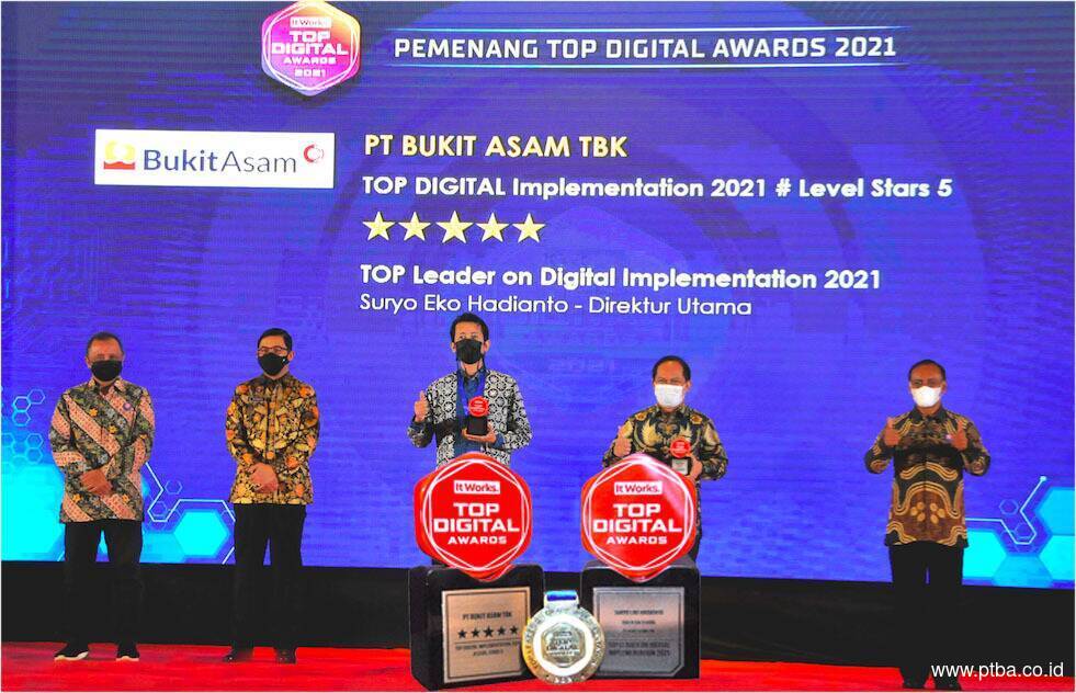 Bukit Asam Meraih Penghargaan TOP Digital Awards 2021