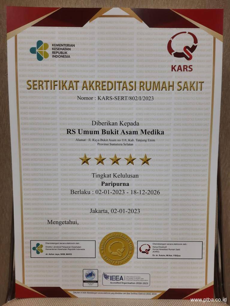RS Bukit Asam Medika Raih Akreditasi Paripurna dari KARS