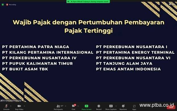 Berkontribusi Besar ke Penerimaan Pajak, PTBA Kembali Raih Penghargaan