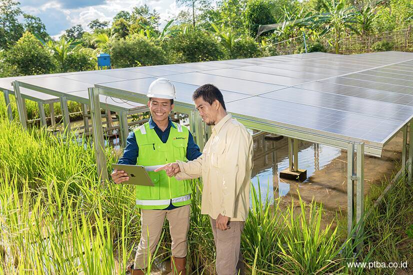 Pembangkit Listrik Tenaga Surya Irigasi Bukit Asam (PTBA) Jadi Andalan Petani Desa Nanjungan