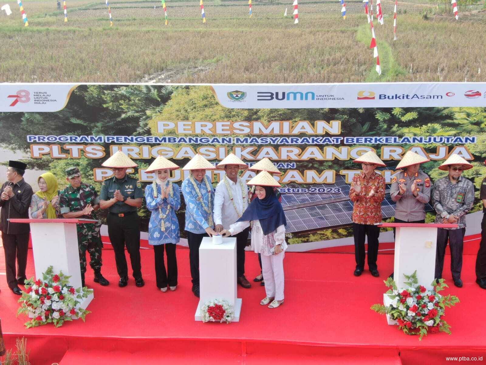 HUT ke-78 RI, Bukit Asam (PTBA) Resmikan PLTS Irigasi Desa Karang Raja