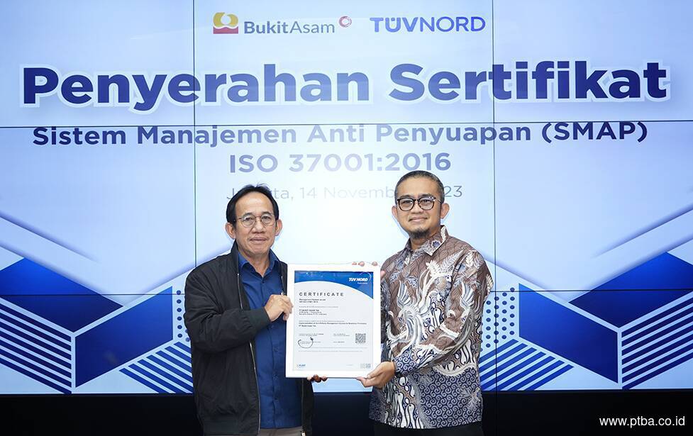 Bukit Asam (PTBA) Sukses Pertahankan Sertifikasi Sistem Manajemen Anti Penyuapan