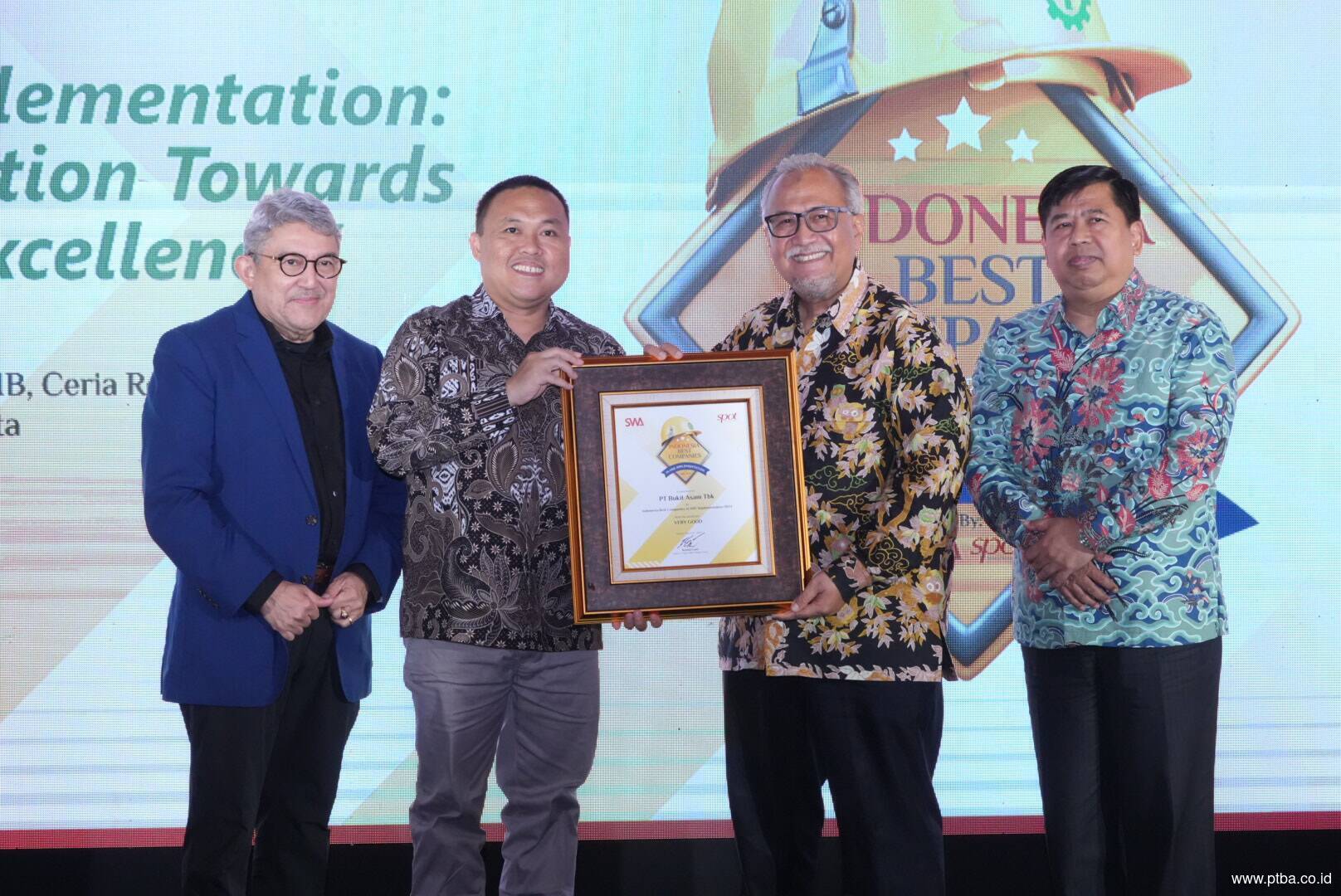 Bukit Asam (PTBA) Raih Apresiasi Perusahaan Terbaik di Bidang Keselamatan dan Kesehatan Kerja