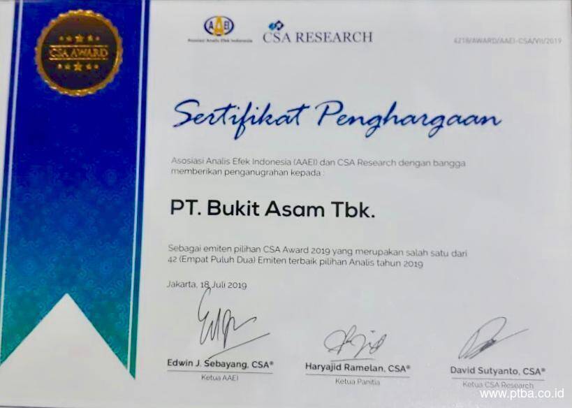 Bukit Asam sebagai Emiten Terbaik Pilihan Analis Tahun 2019